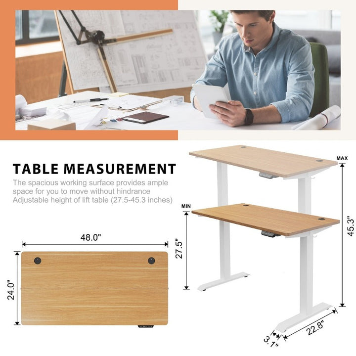 Walsunny White Electric Height Adjustable Standing Desk#color_walnut