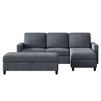 Walsunny Sectional Sofa With Long Storage Ottoman For Small Apartment#color_dark-grey