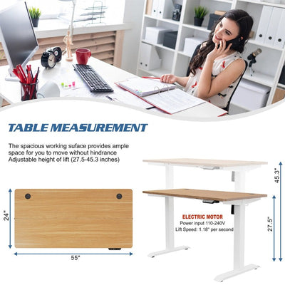 Walsunny White Electric Height Adjustable Standing Desk#color_walnut