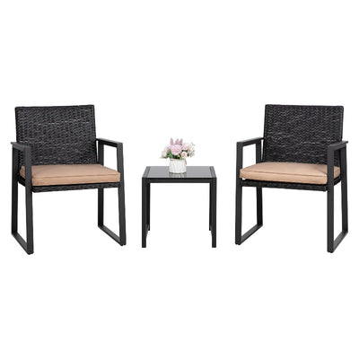Walsunny Patio Furniture 3 Pieces Wicker Outdoor Bistro Chairs Set#color_brown