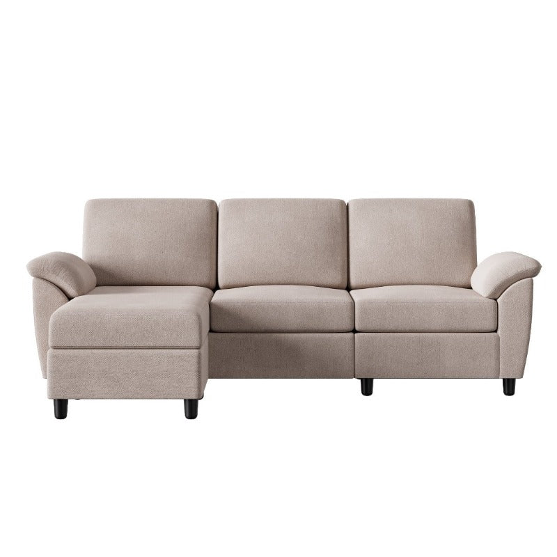 Walsunny 3 Seat L-Shaped Sectional Sofa With Movable Ottoman#color_khaki