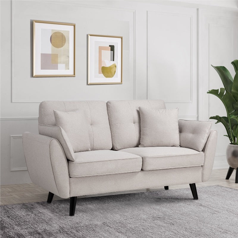 Walsunny 63‘’ Loveseat 2-Seat Sofa Couch With Pillows#color_creamy-white