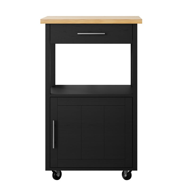 Walsunny 21.65‘’ Rolling Kitchen Island With Solid Wood Top#color_black