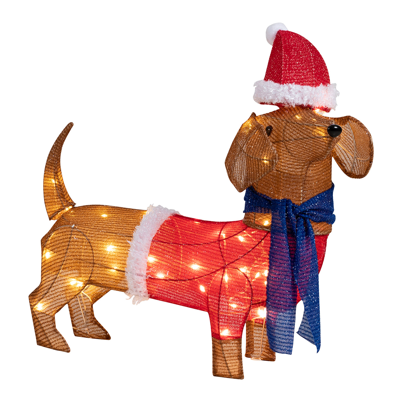 Walsunny LED Lighted Christmas Tinsel Wiener Dog, Yard Lights
