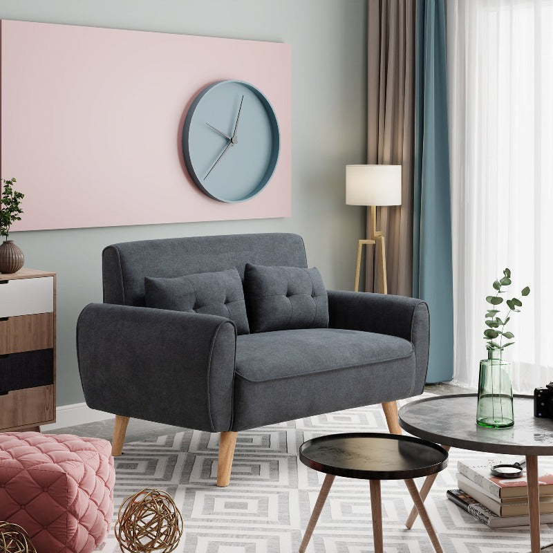 Walsunny 2-Seat 47'' Small Love Seat Sofa, Linen Fabric