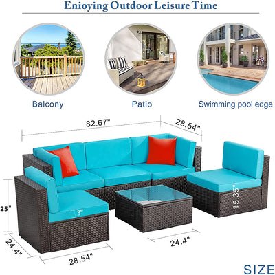 Walsunny 6 Pieces Outdoor Sectional Sofa Set