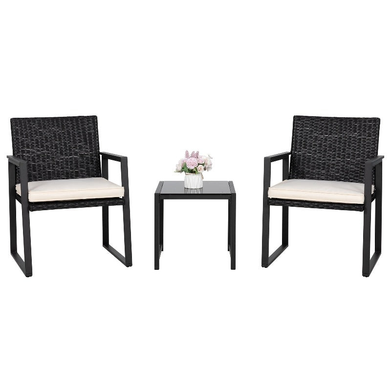 Walsunny Patio Furniture 3 Pieces Wicker Outdoor Bistro Chairs Set#color_beige