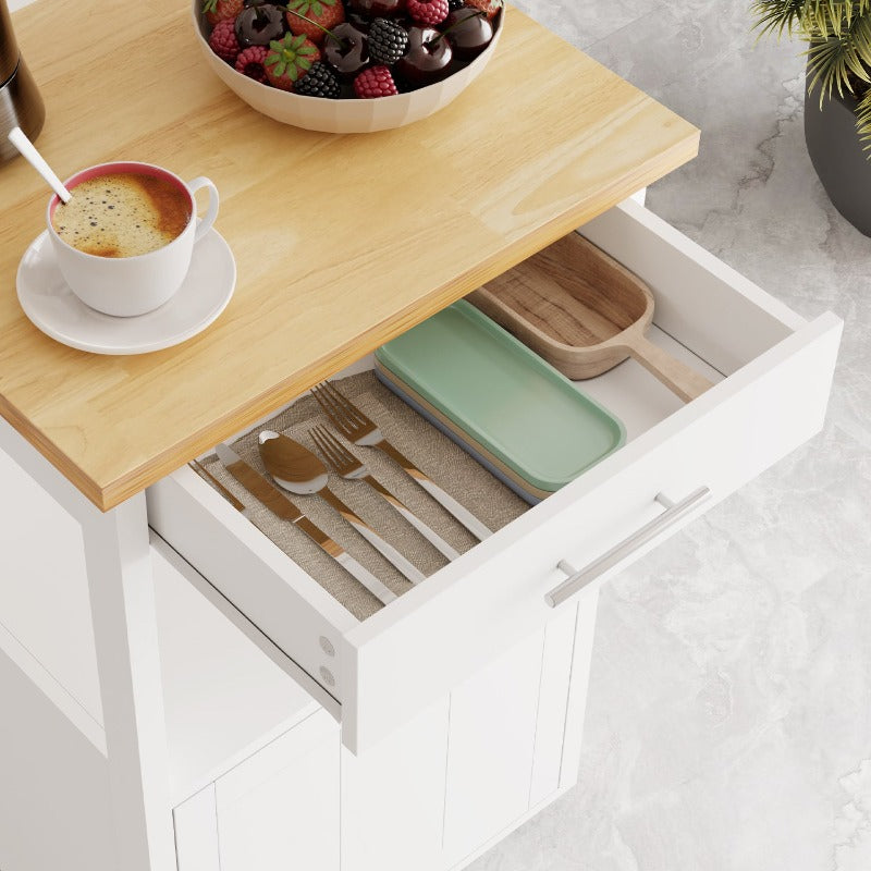 Walsunny 21.65‘’ Rolling Kitchen Island With Solid Wood Top#color_white