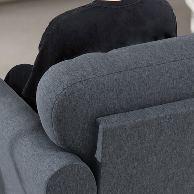 Walsunny 87.4" Mid Century Modern 2-Seat Sofa Couch, Linen Fabric Upholstered Cushions, Easy Tool-Free Assembly loveseat for Living Room, Office, Apartment & Small Spaces#color_dark-grey