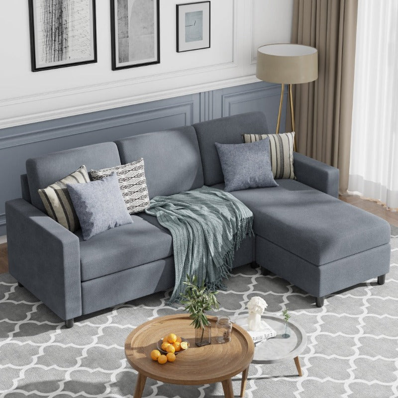 Walsunny 3-Seat Modern Sectional Sofa With Reversible Chaise#color_dark-grey