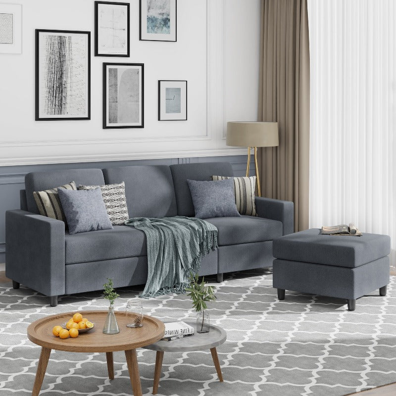 Walsunny 3-Seat Modern Sectional Sofa With Reversible Chaise#color_dark-grey