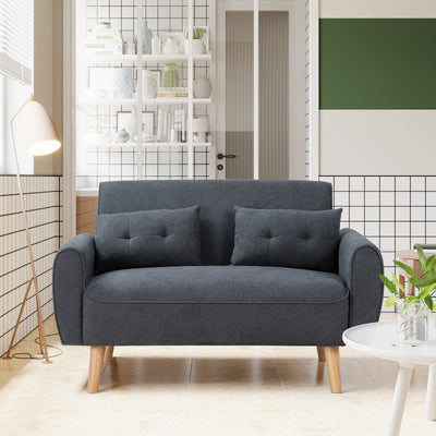 Walsunny 2-seat 47'' Small Modern Love Seat Sofa#color_dark-grey