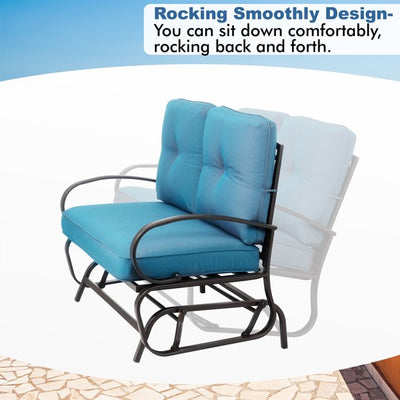 Walsunny 2-Seat Outdoor Loveseat With Fabric Cushions#color_blue