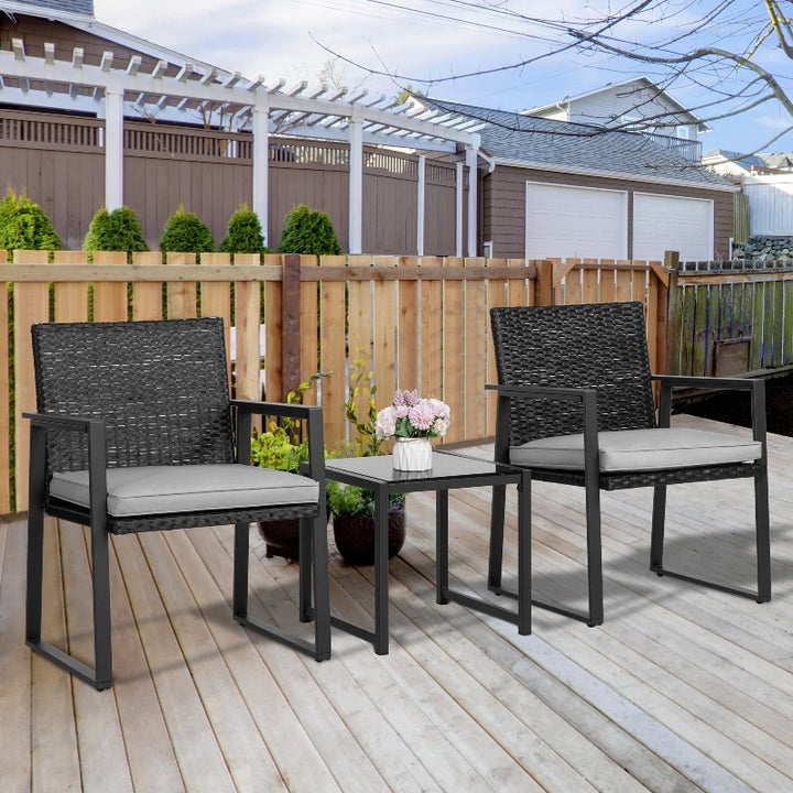Walsunny Patio Furniture 3 Pieces Wicker Outdoor Bistro Chairs Set#color_grey